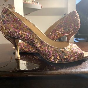 Nine West sequinned peep toe heel